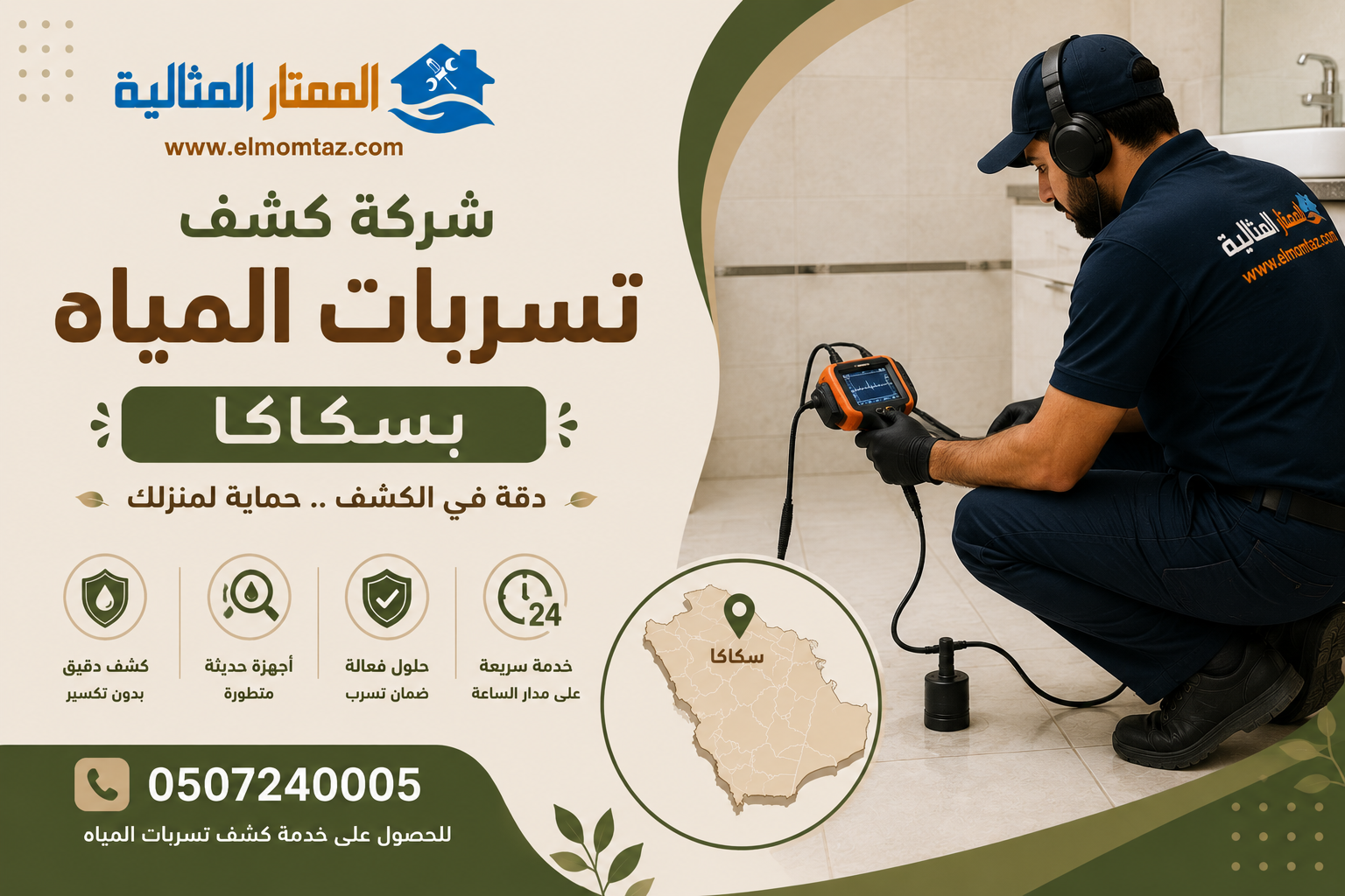 شركة كشف تسربات المياه بسكاكا